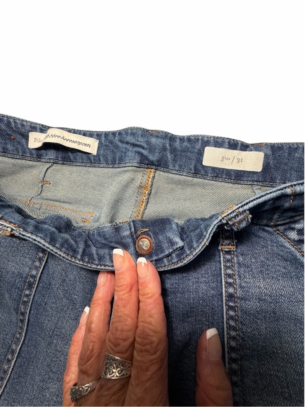 Pilcro and the Letterpress Utility Patch Pocket Wide-Leg Crop Jeans Sz 31 - Picture 9 of 13